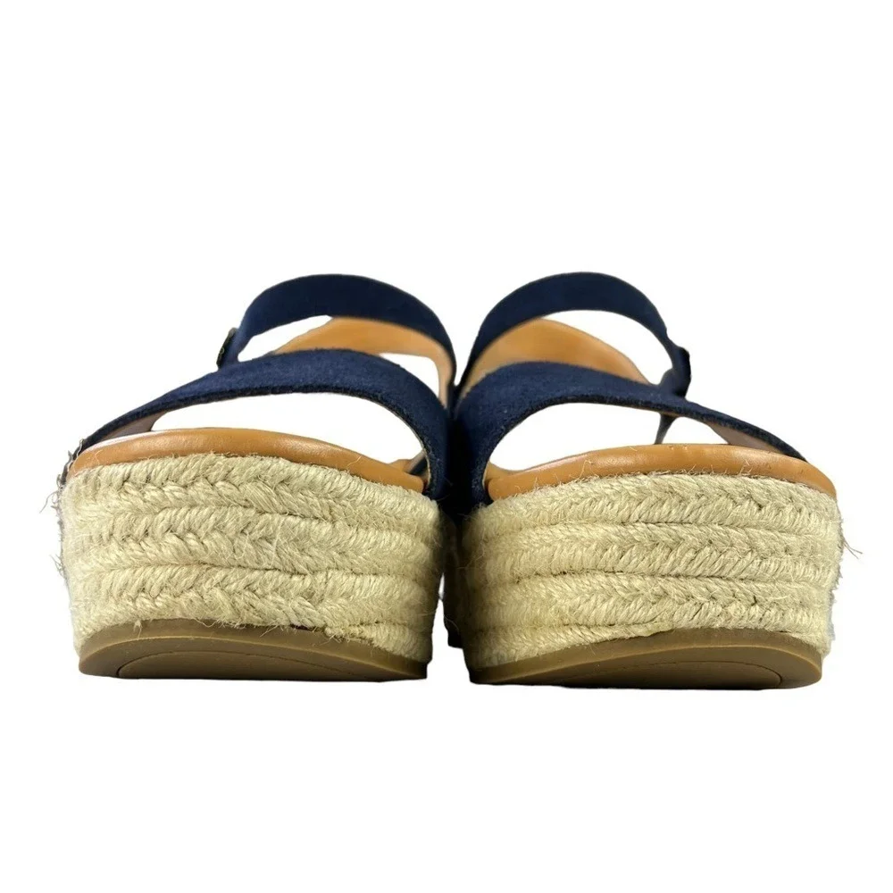 J. Crew Sandals‎ Womens Size 9.5 Blue Suede Leather Platform Espadrille Heels